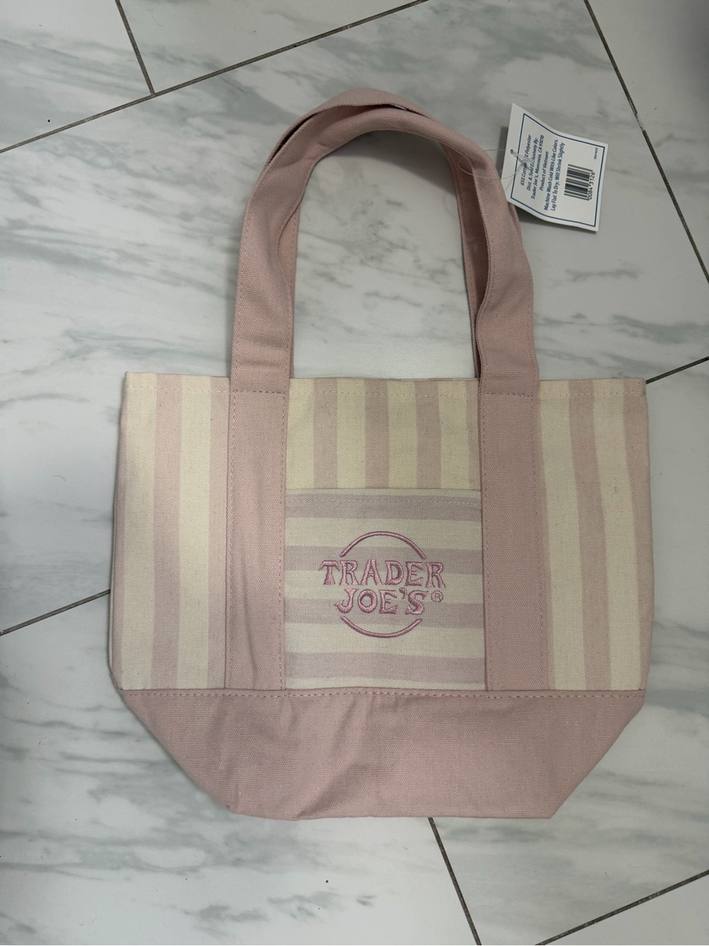 Pink Stripe Canvas Tote Bag